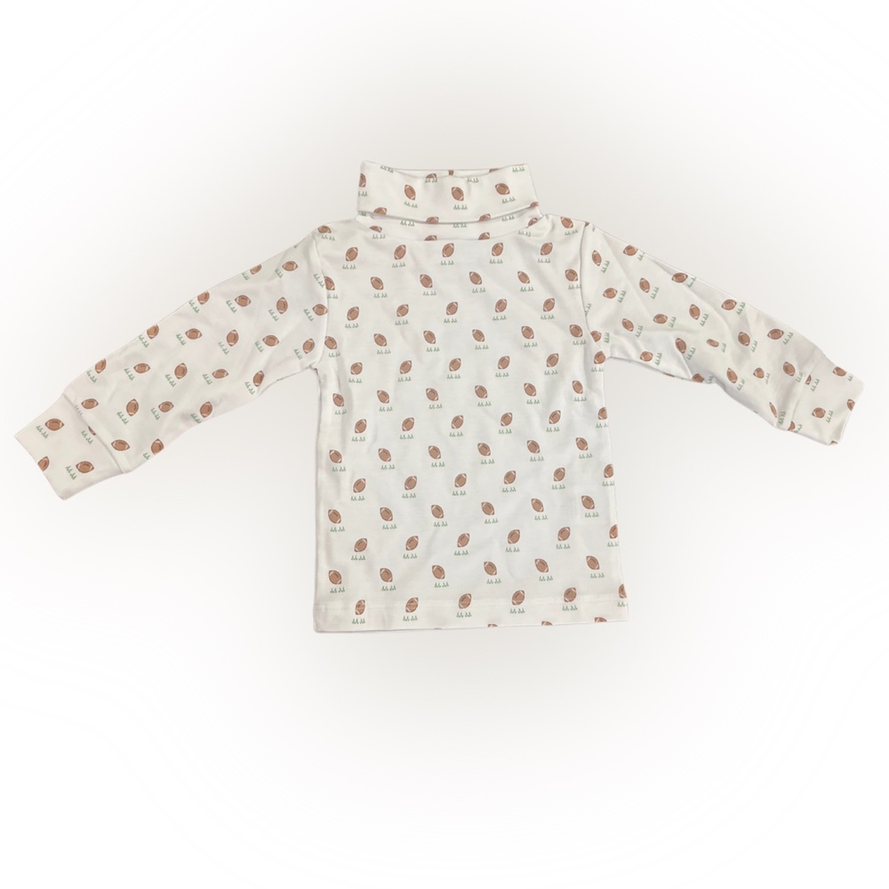NWT Little English white football turtleneck cotton long sleeve shirt 24 mos.
